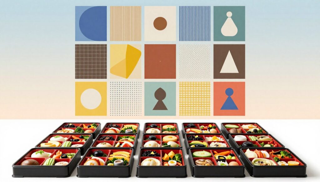 A visually striking bento grid layout, showcasing the principles of design with clear, geometric shapes and vibrant colors. In the foreground, neatly arranged bento boxes, each containing distinct visual elements like icons, images, and text snippets that exemplify balance and hierarchy. The middle layer features a variety of textures and patterns that enhance visual interest and guide the eye through the composition. In the background, a soft gradient providing a calming atmosphere, with gentle lighting that emphasizes the grid's structure and depth. The overall mood is professional yet inviting, encouraging viewers to appreciate how effective design reduces cognitive load. The image should be clear, well-composed, and devoid of any text or branding elements. A visually striking bento grid layout, showcasing the principles of design with clear, geometric shapes and vibrant colors. In the foreground, neatly arranged bento boxes, each containing distinct visual elements like icons, images, and text snippets that exemplify balance and hierarchy. The middle layer features a variety of textures and patterns that enhance visual interest and guide the eye through the composition. In the background, a soft gradient providing a calming atmosphere, with gentle lighting that emphasizes the grid's structure and depth. The overall mood is professional yet inviting, encouraging viewers to appreciate how effective design reduces cognitive load. The image should be clear, well-composed, and devoid of any text or branding elements.